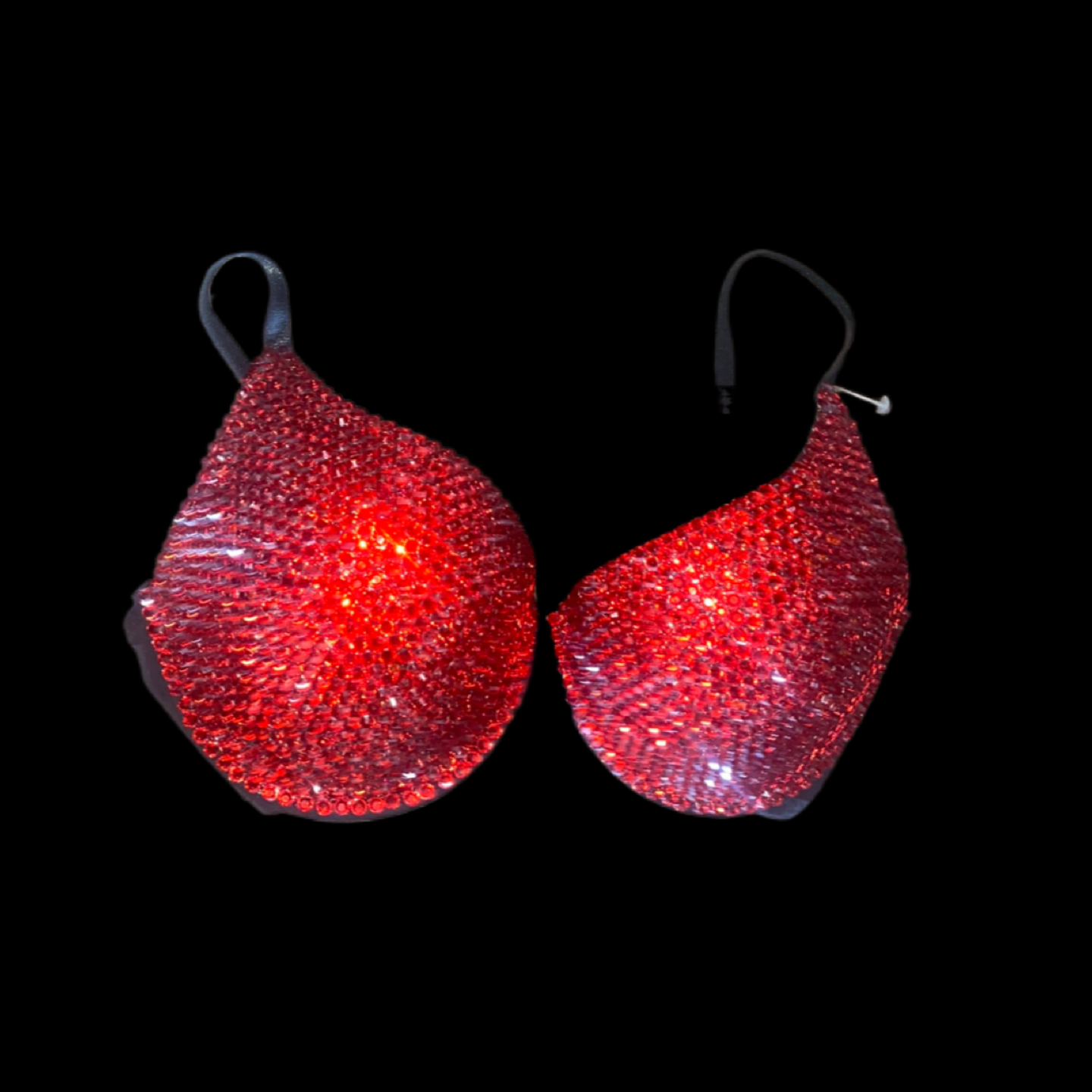 Siam Red Rhinestone Crystal T-Shirt Bra In Black