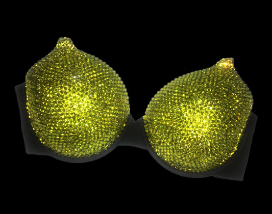 Yellow Crystal Rhinestone T-Shirt Bra In Black