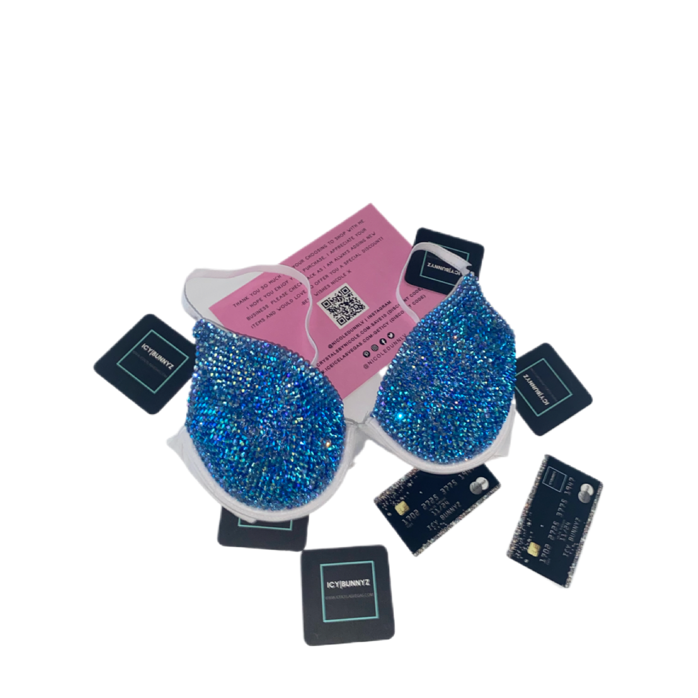 Sapphire Blue AB Luxe Crystal Duo T-Shirt Bra In White