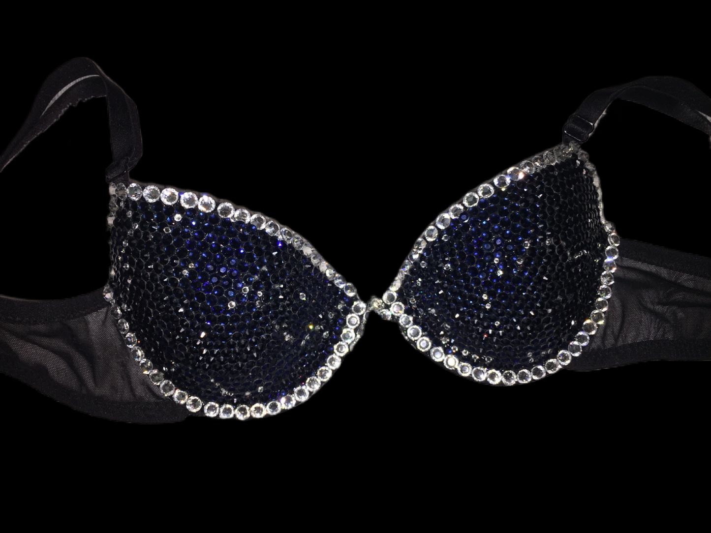 Montana Blue & Rhinestone Crystal Duo T-Shirt Bra In Black