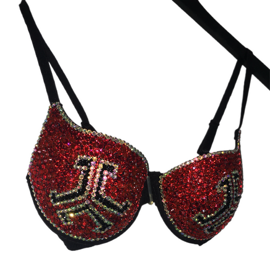 Red Crystal Defqon.1 T-Shirt Bra In Black