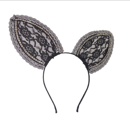 Lacey Luxe Crystal Black Bunny Ears
