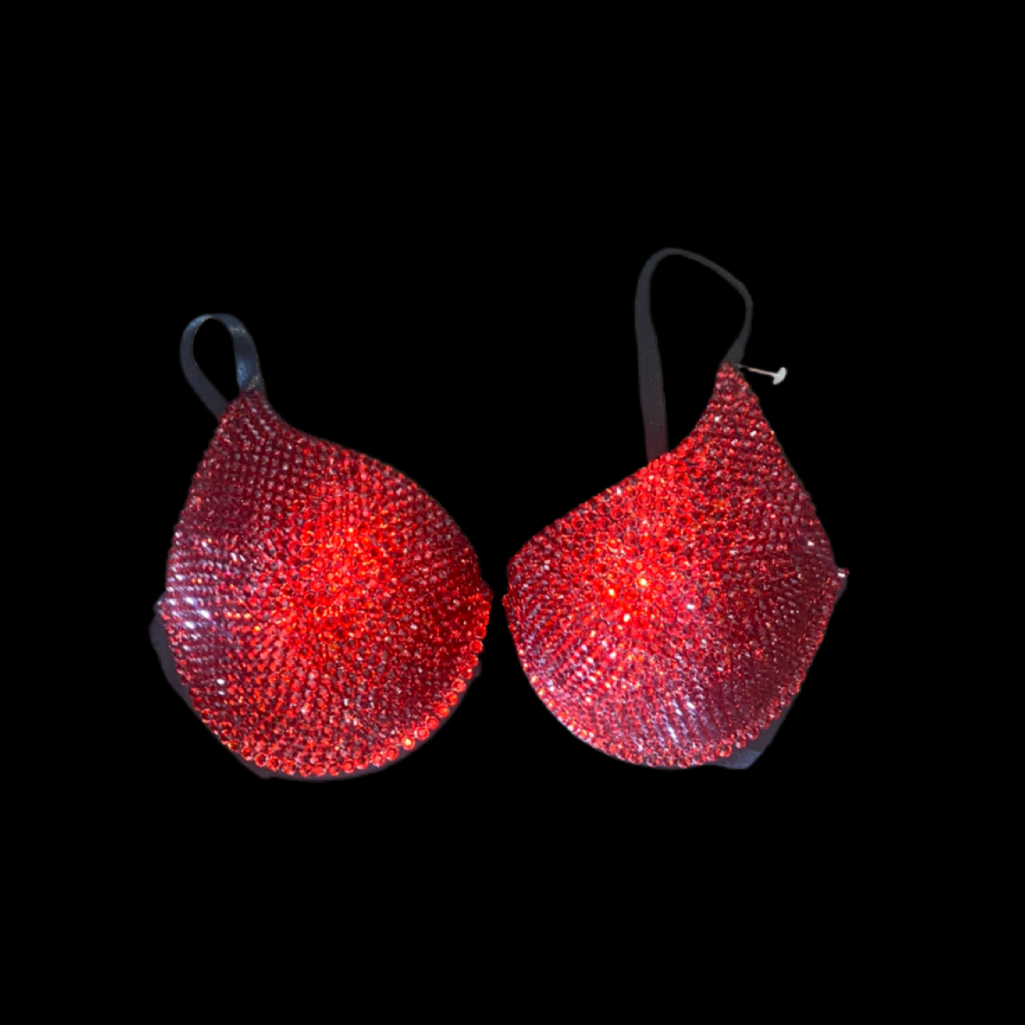 Siam Red Rhinestone Crystal T-Shirt Bra In Black