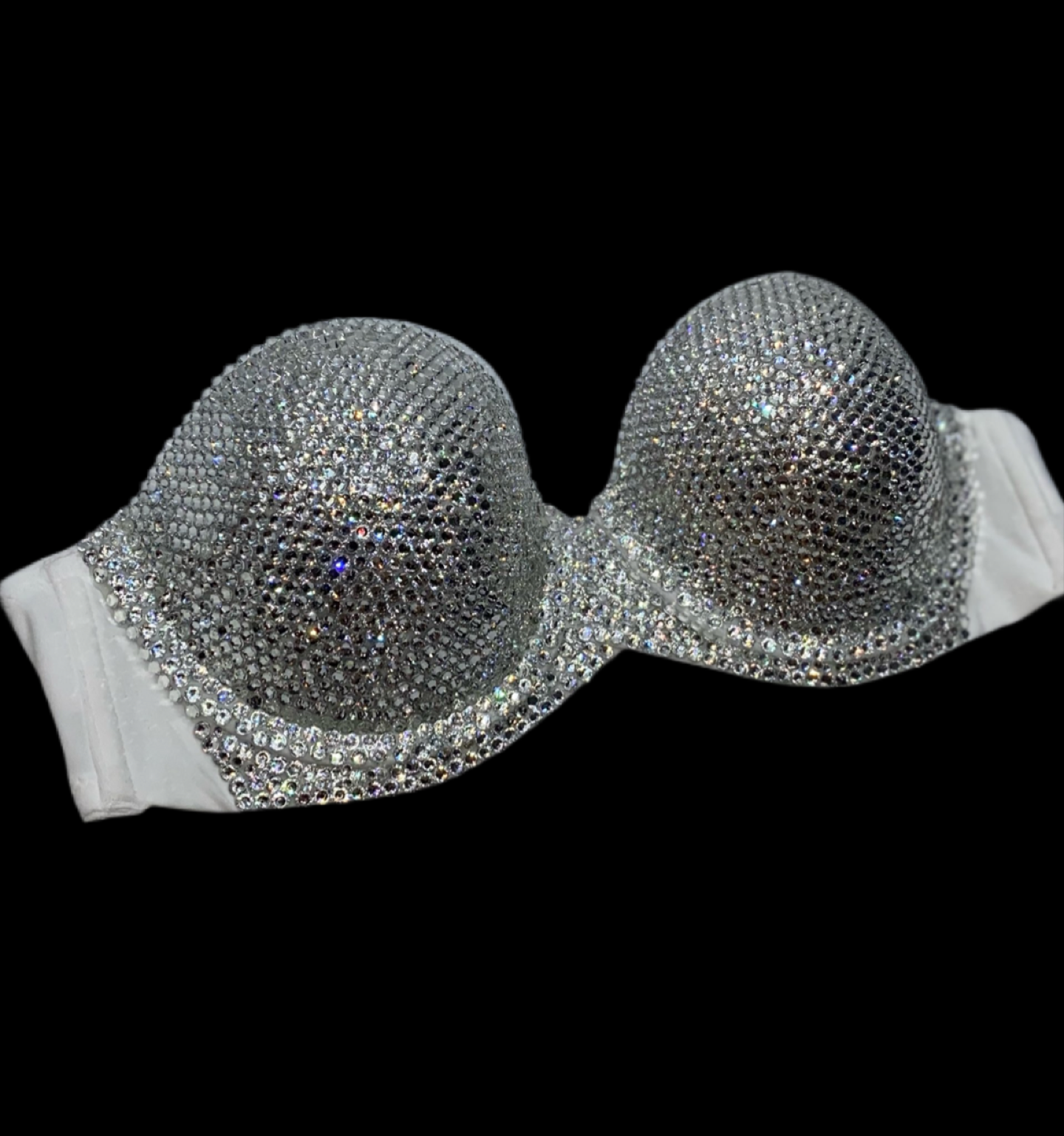 Luxe Crystal Diamond Strapless Bralet In White