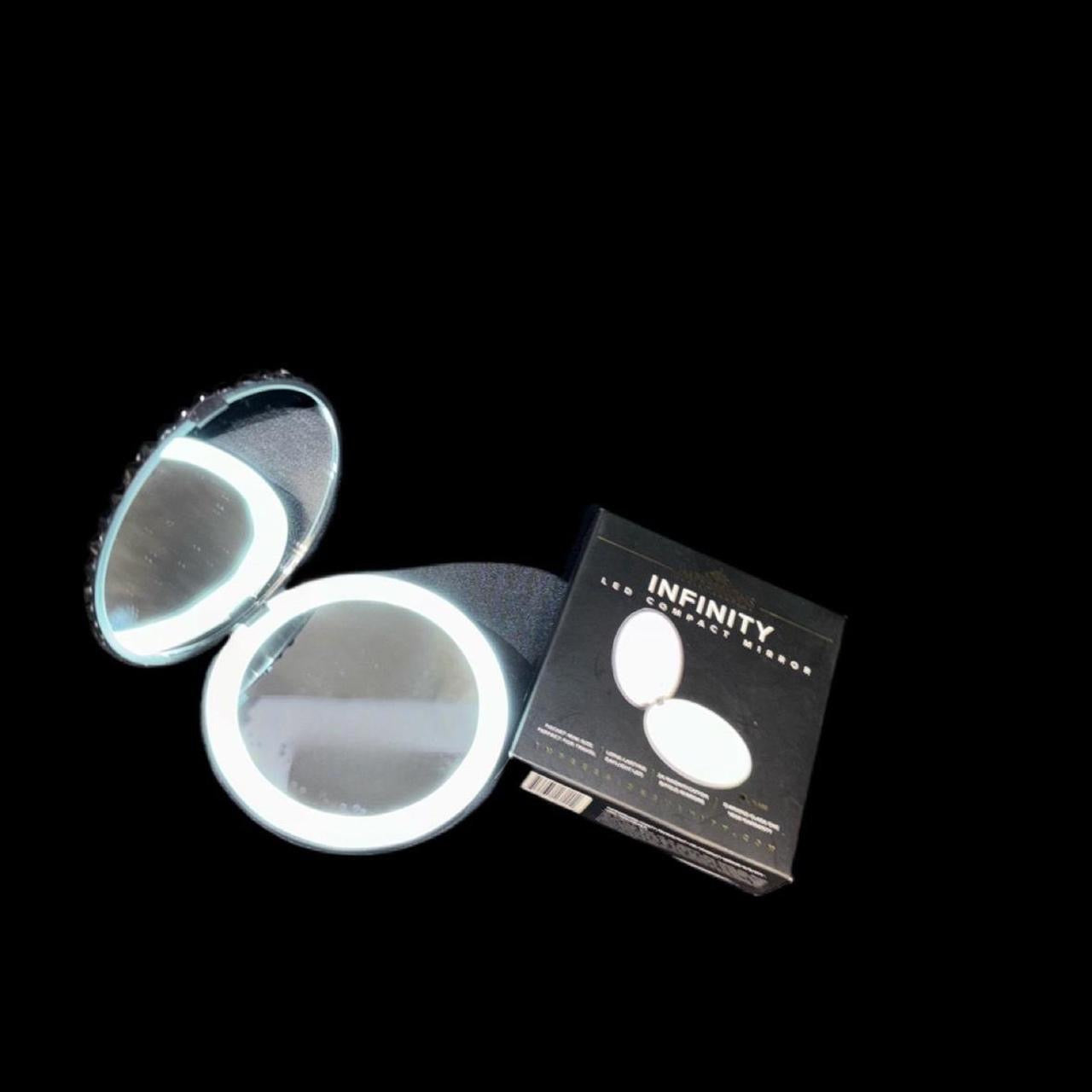 Black Luminous Crystals And Pearls Luxe Crystal Bling LED Compact Mirror