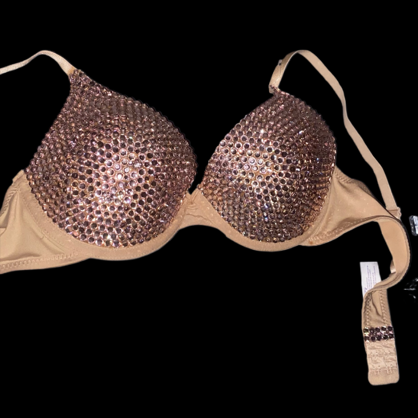 Light Rose Pink Rhinestone Crystal T-Shirt Bra In Nude