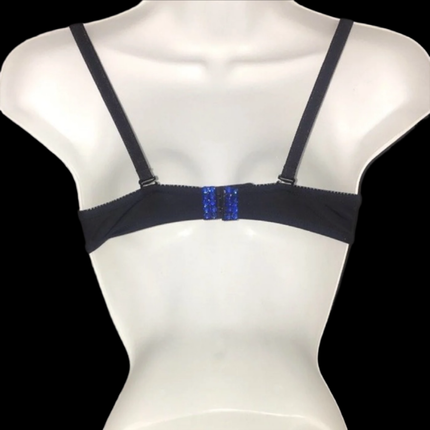 USA Theme Rhinestone Crystal Strapless Bra In Black