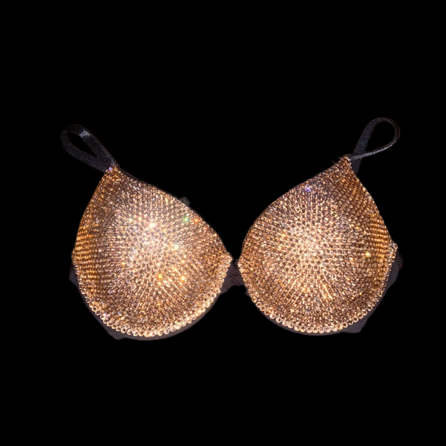 Champagne Gold Luxe Crystal T-Shirt Bra In Black