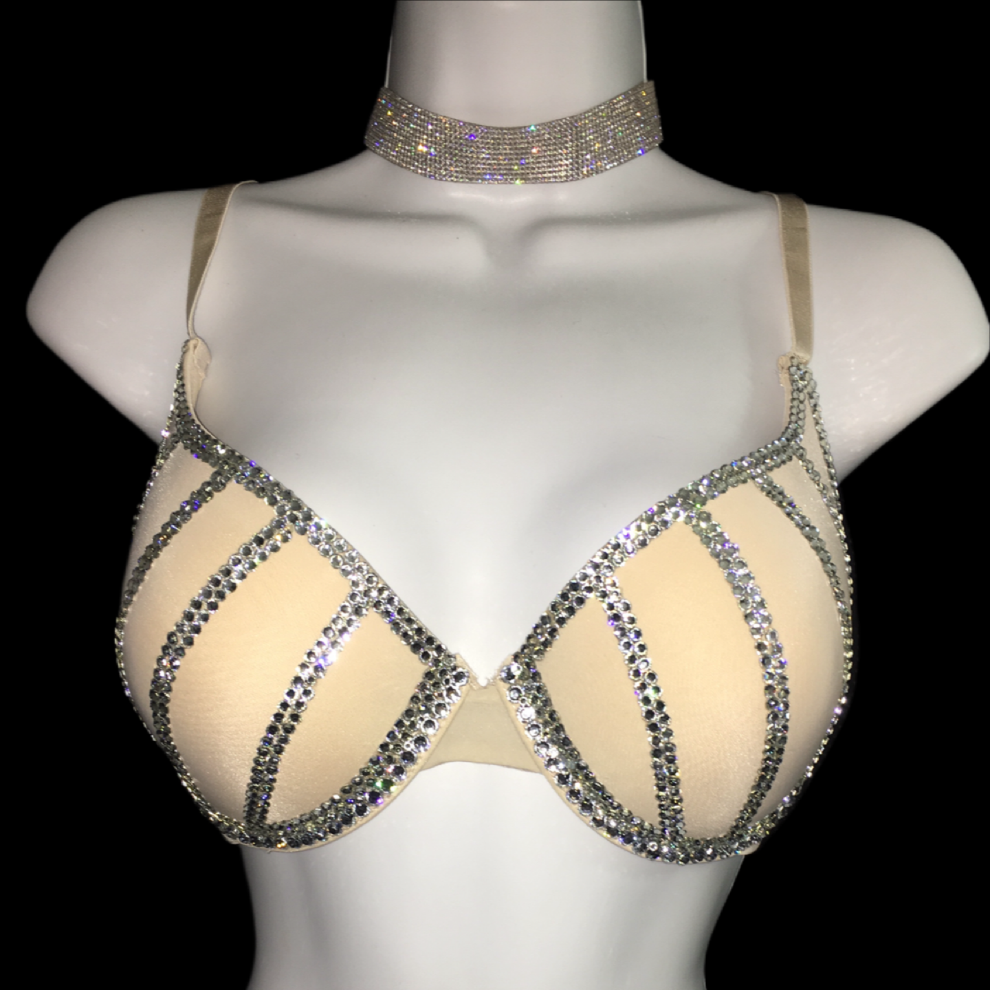 Luxe Diamond Crystal T-Shirt Bra In Nude