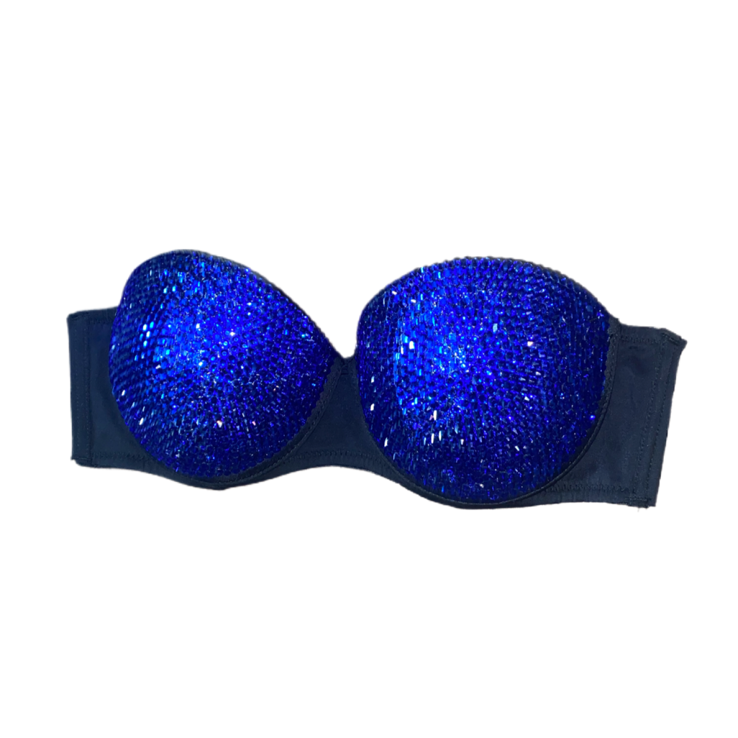 Sapphire Blue Luxe Crystal Strapless Bra In Black