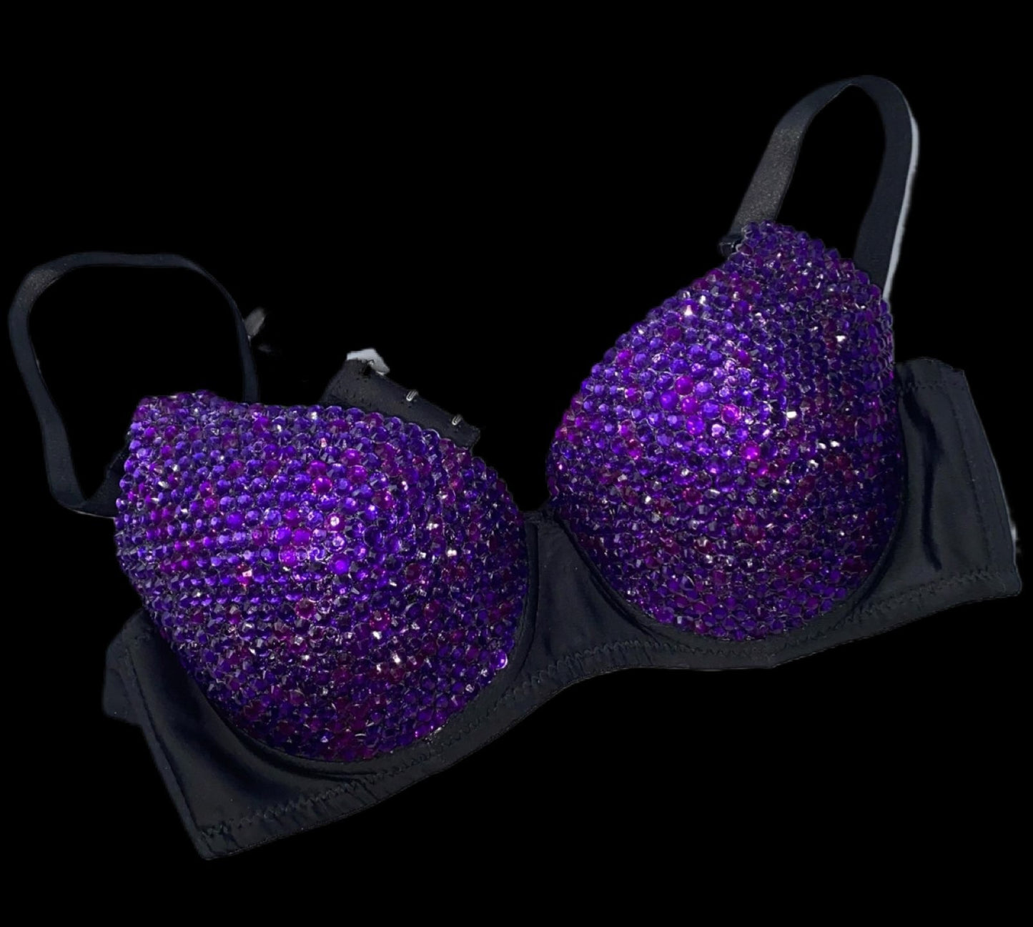 Cadbury Purple Crystal Rhinestone T-Shirt Bra In Black