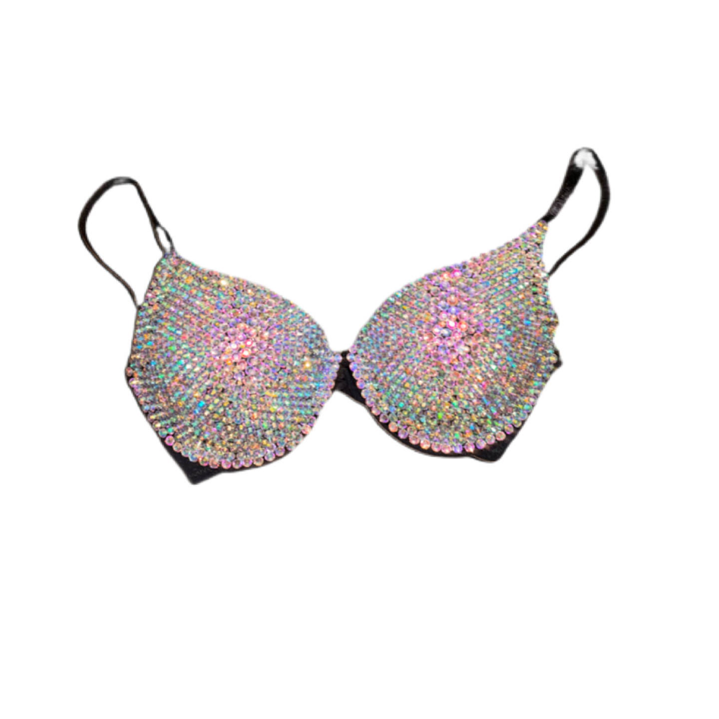 Crystal AB Iridescent T-Shirt Bra In Black