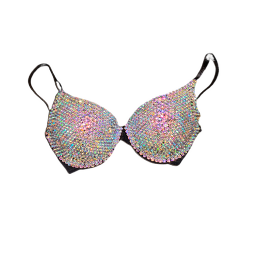 Crystal AB Iridescent T-Shirt Bra In Black
