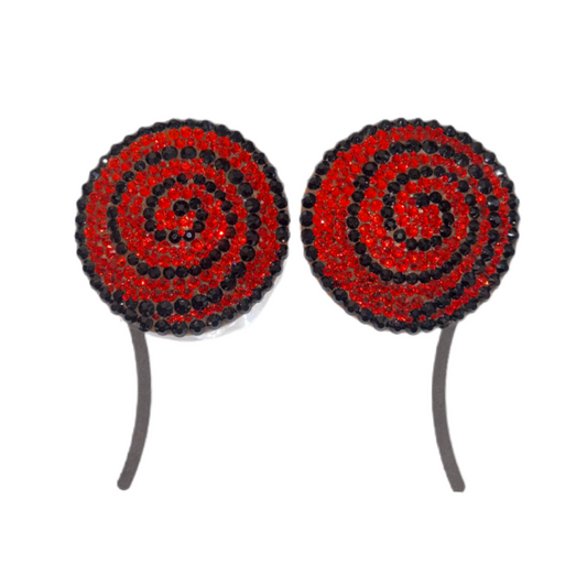 Siam Red & Jet Black Swirls Luxe Crystal Pasties