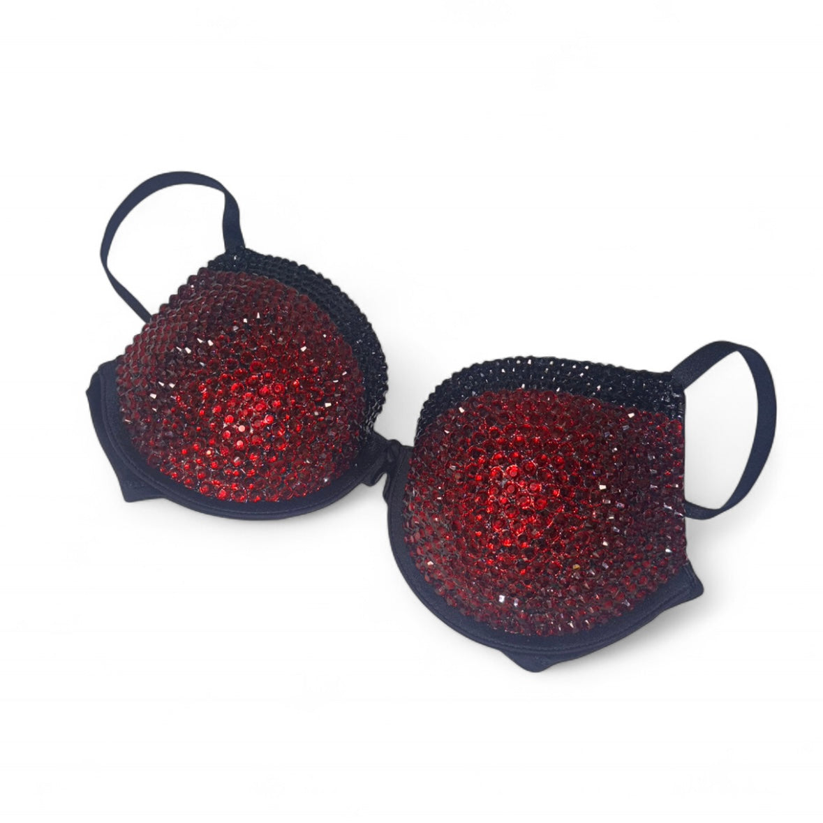 Dark Siam Red Black Rhinestone Bra Top Size 32B