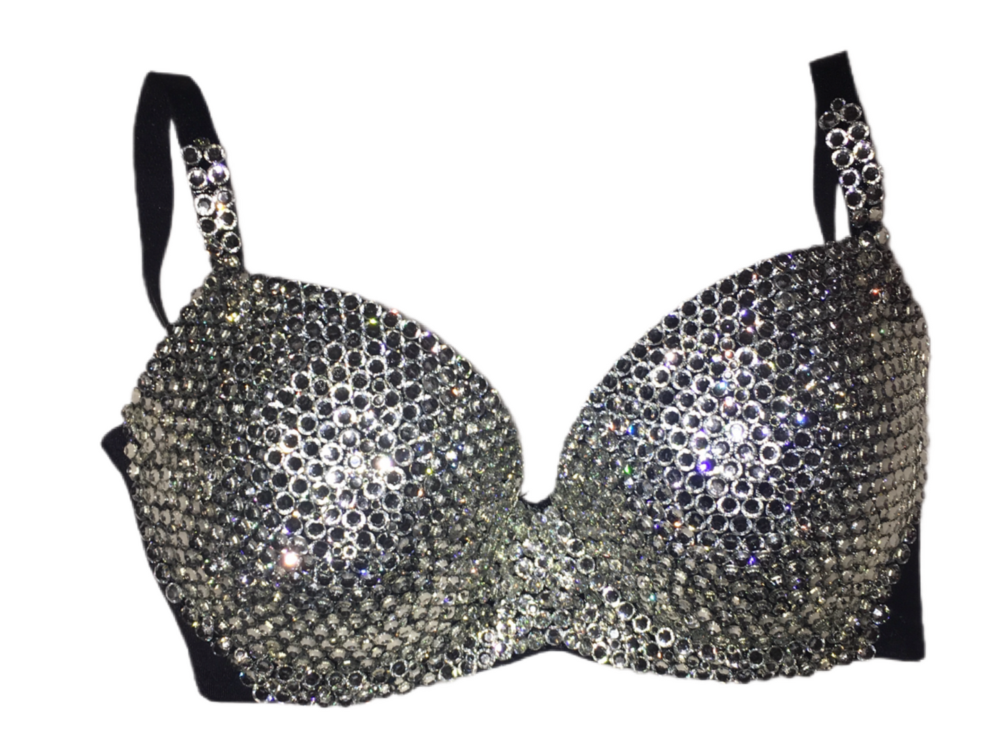 Crystal Diamond Strapless Bralet In Black