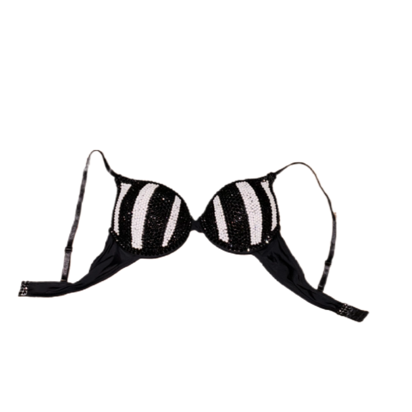Black And White Pinstripe Rhinestone Crystal T-Shirt Bra In Black