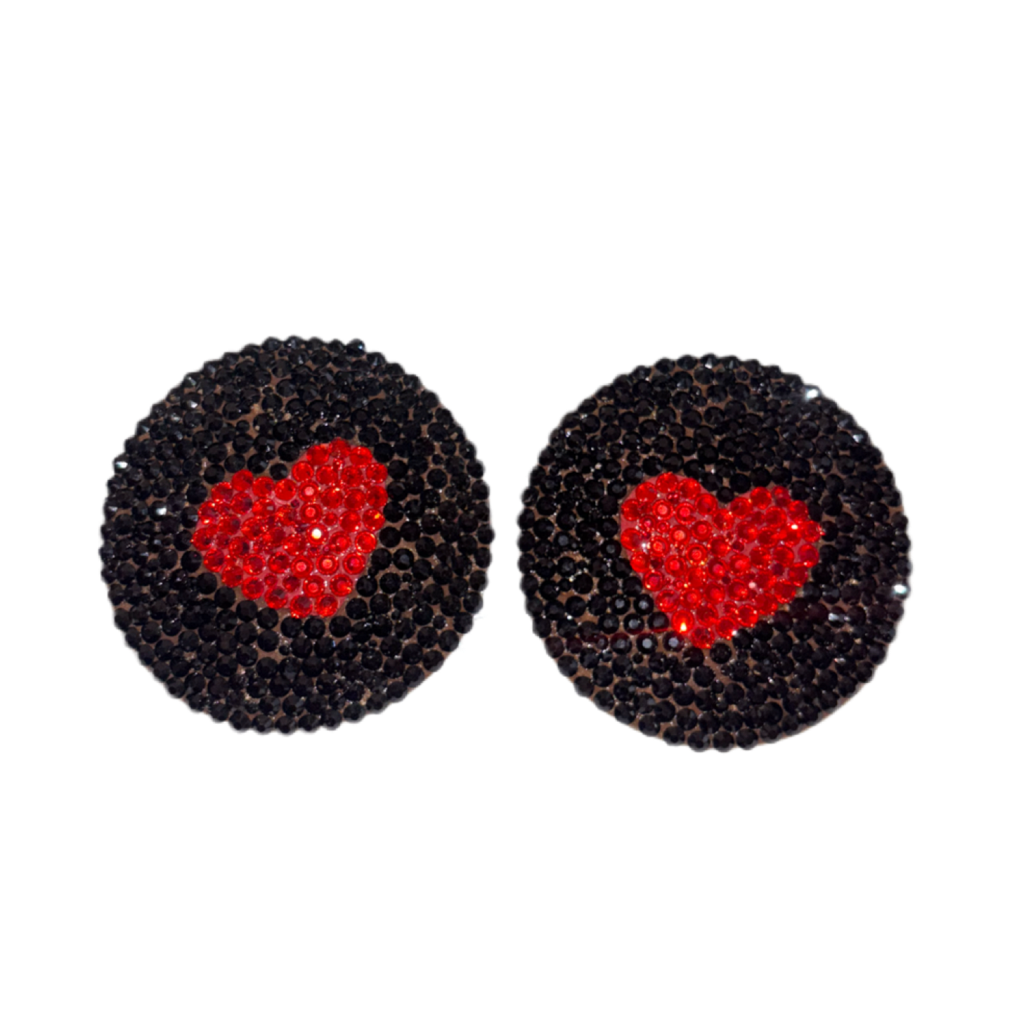 Jet Black & Red Diamond Hearts Luxe Crystal Pasties