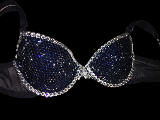 Montana Blue & Rhinestone Crystal Duo T-Shirt Bra In Black