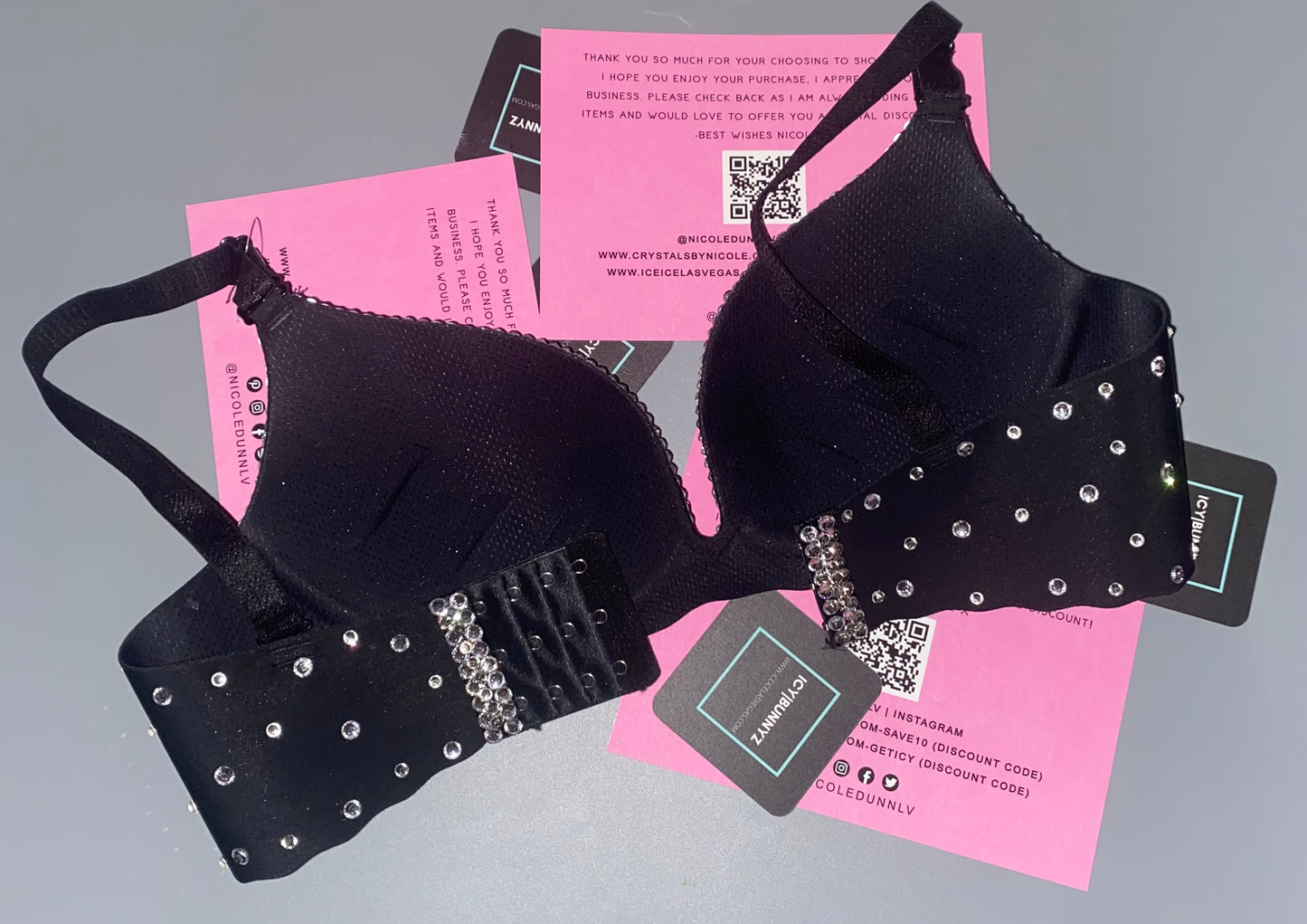 Luxe Crystal Diamond Wireless Bra In Black