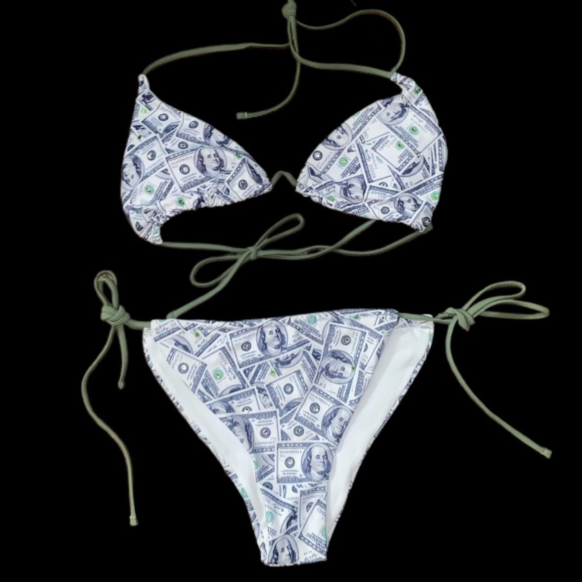 Sparkly Money Print Bikini Size Large