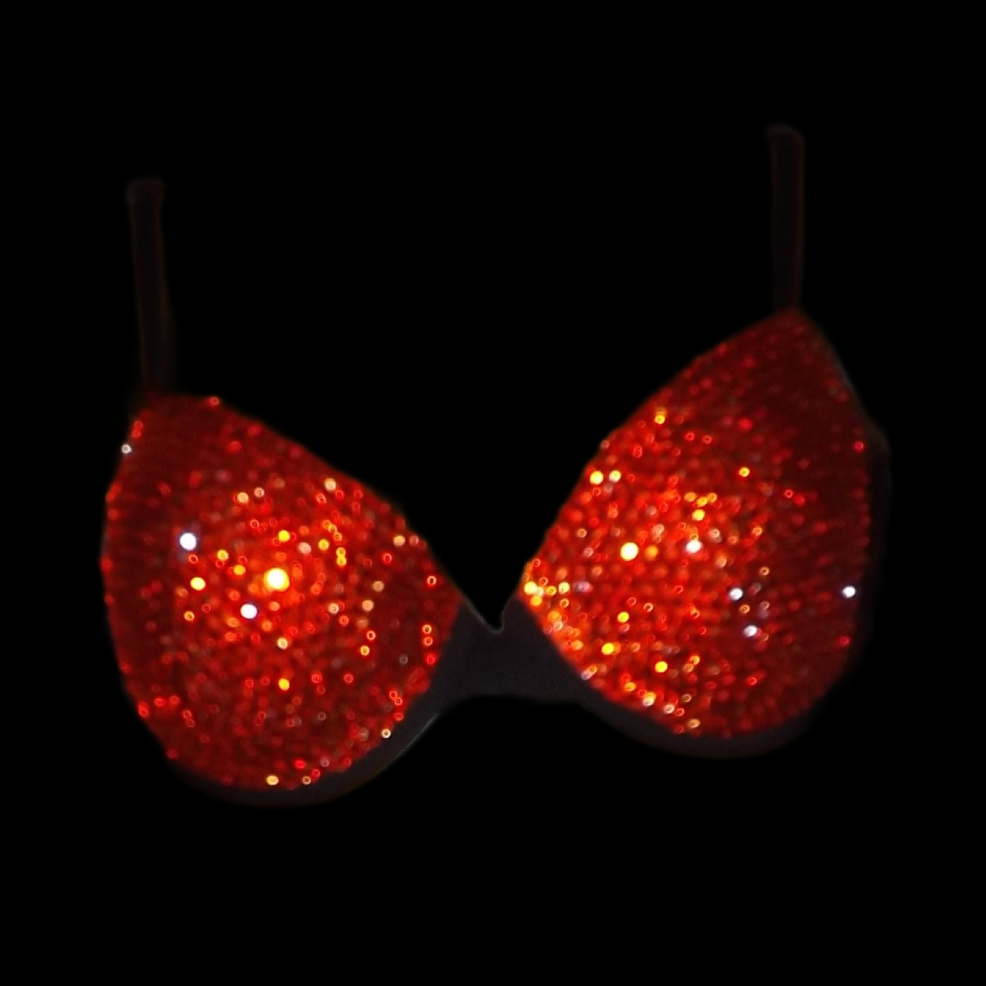 Orange Diamond Crystal T-Shirt Bra In Black