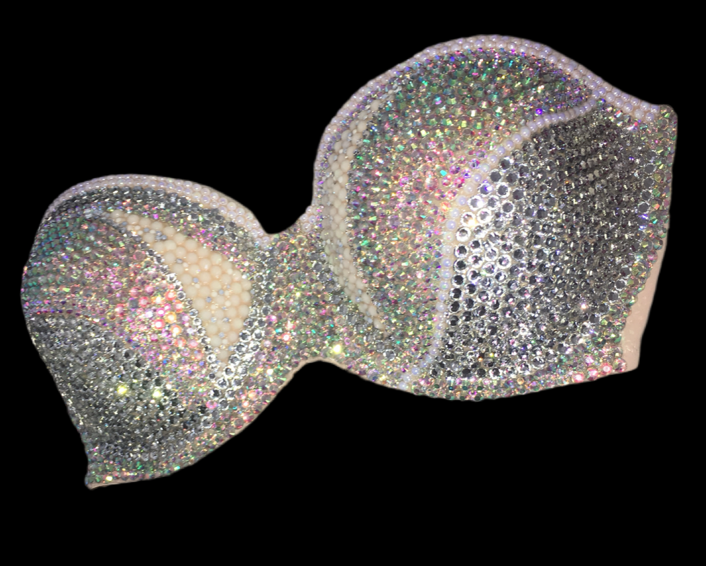 Crystal AB Opal & Pearls Diamond Strapless Bralet In Nude