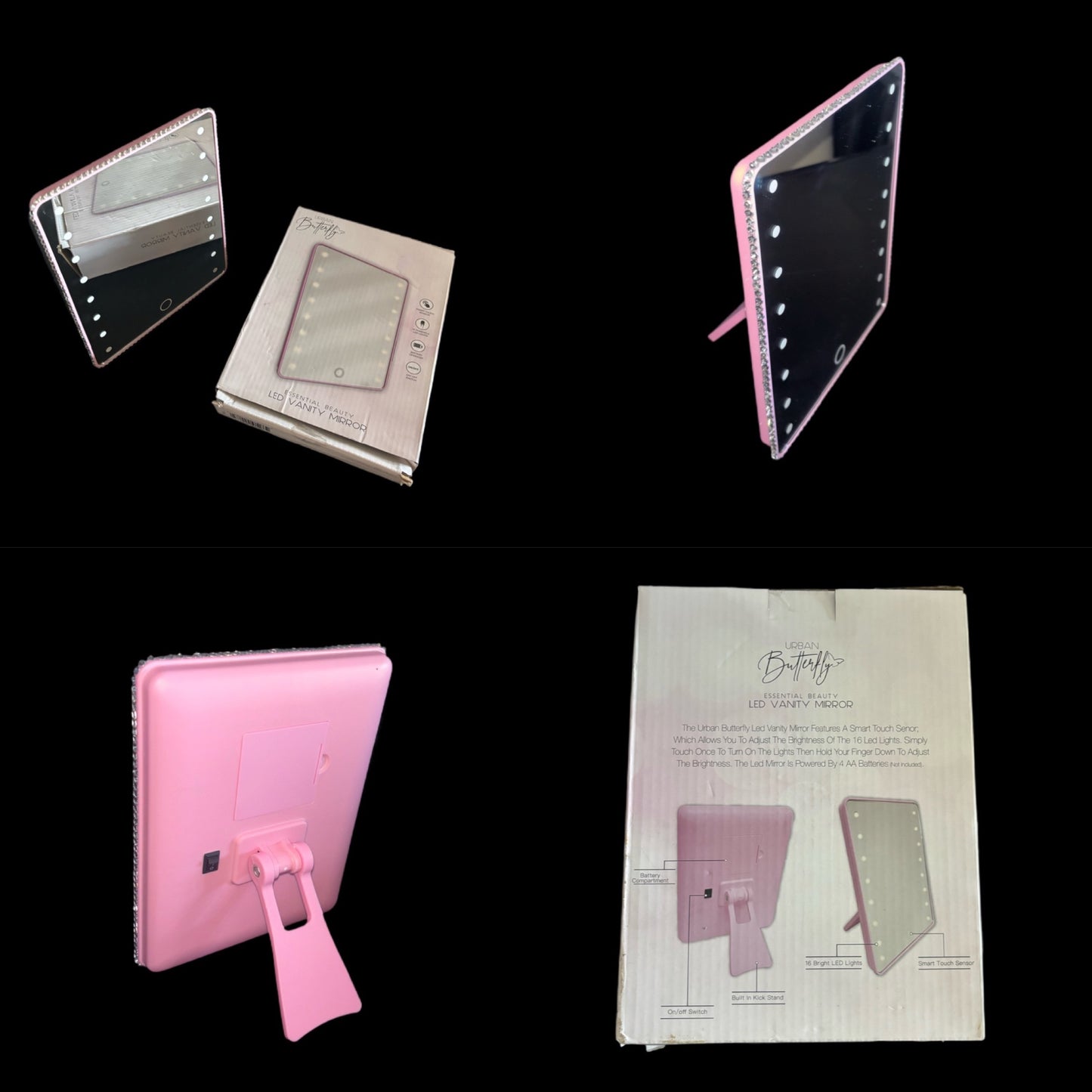 Pink Luxe Crystal Bling LED Mirror