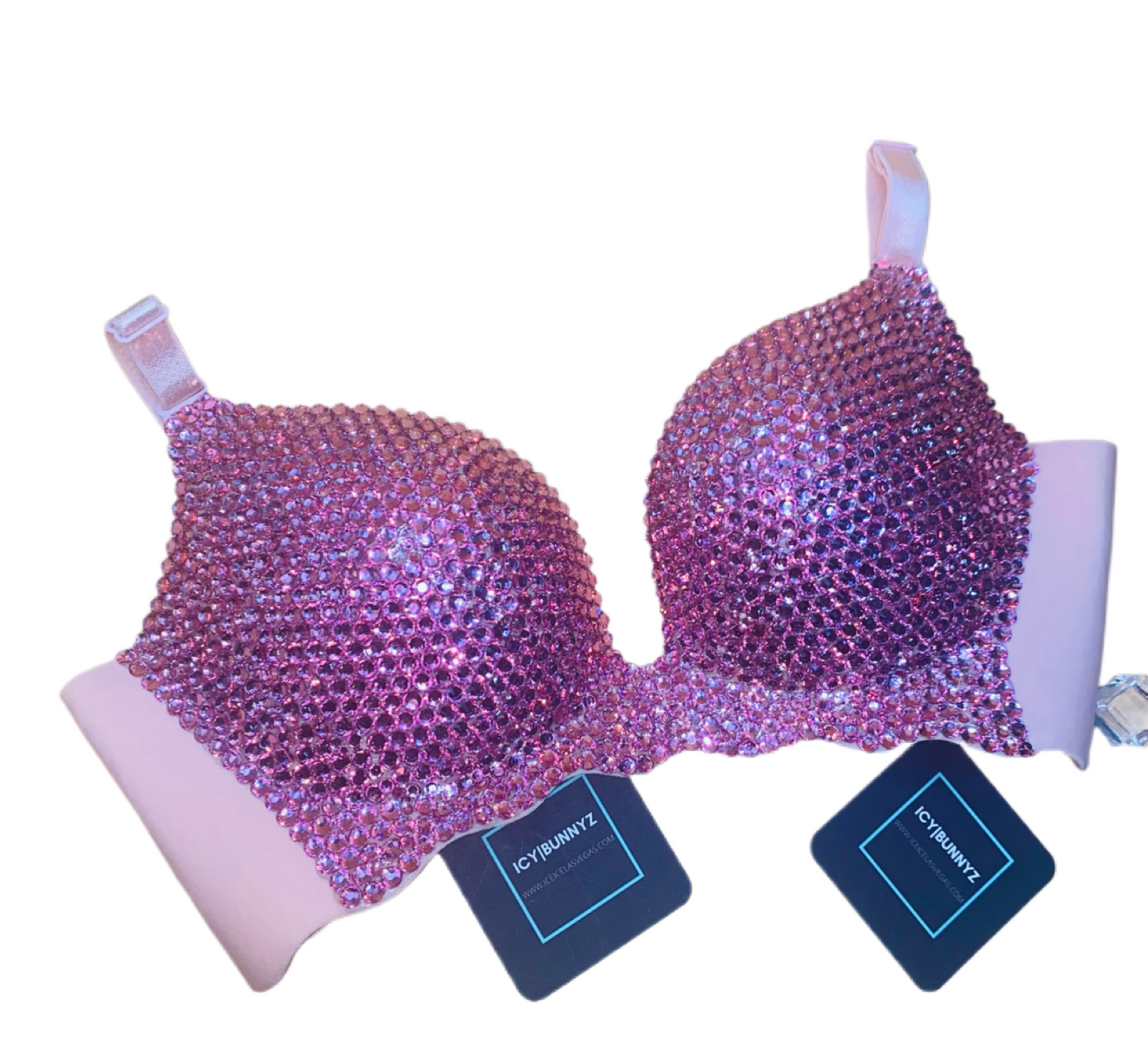 Rose Pink Crystal Rhinestone Wireless Bra In Nude