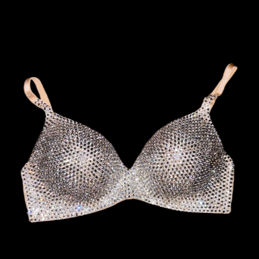 Luxe Crystal Diamond Wireless Bra In Nude