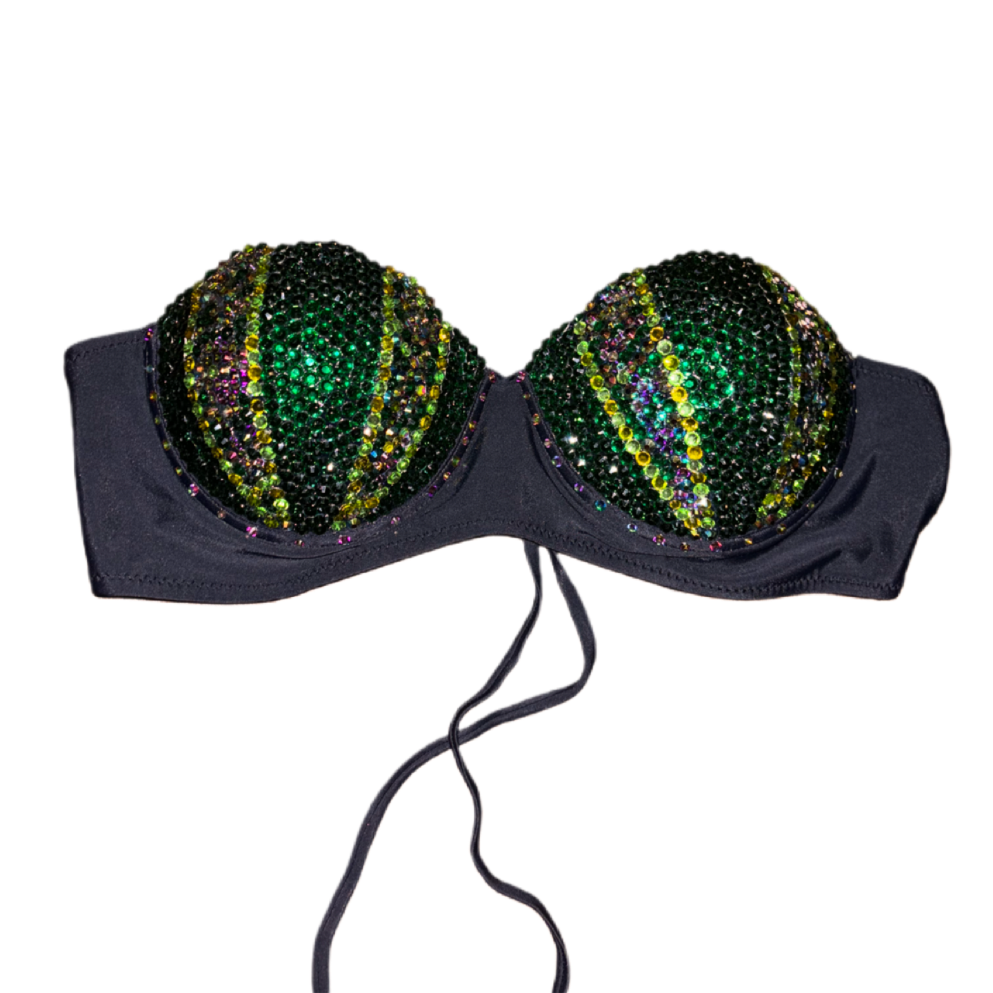 Mermaid Shell Bra In Black & Green Mix Size L
