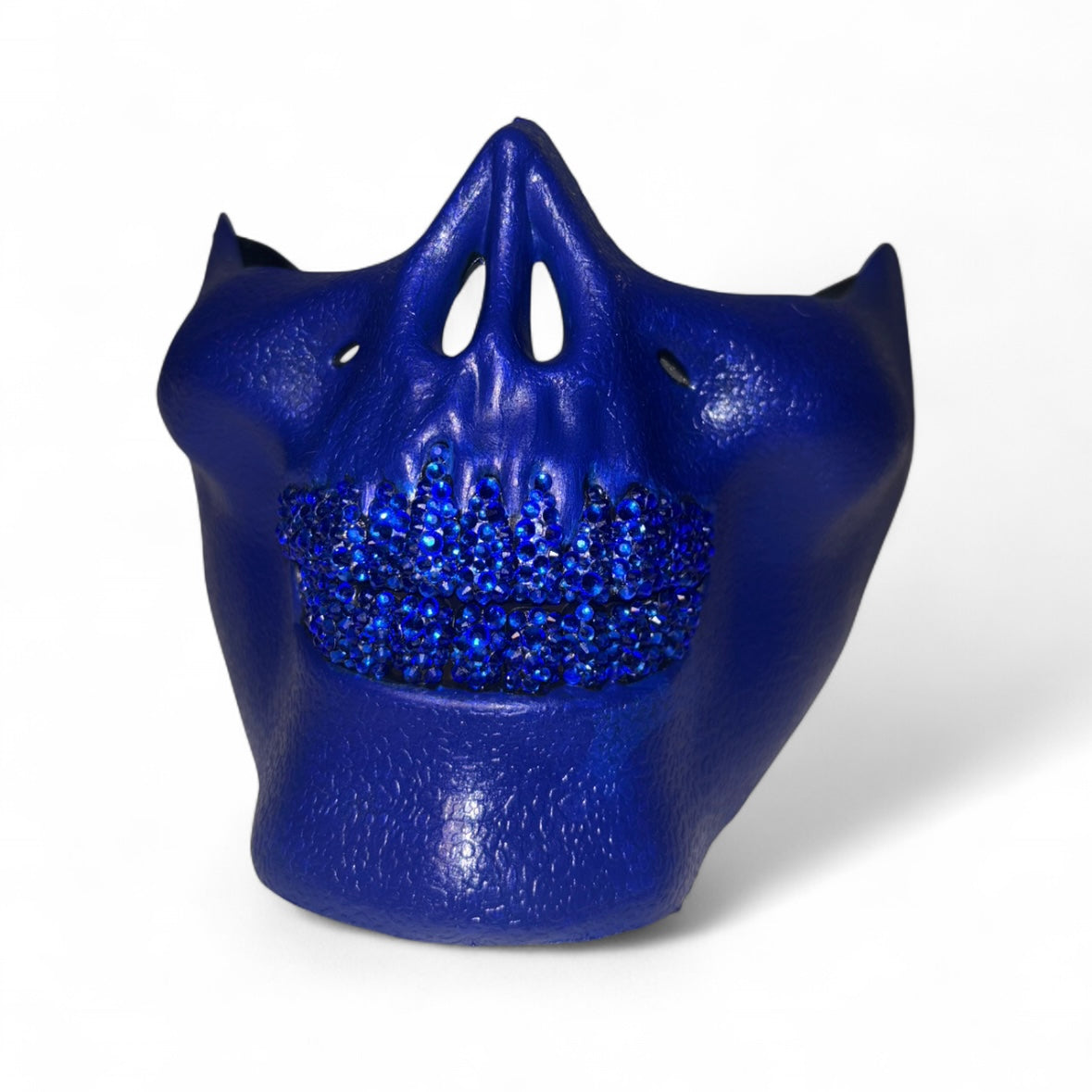 Blue Half Skull Mask With Sapphire Blue Crystal Grillzzzz