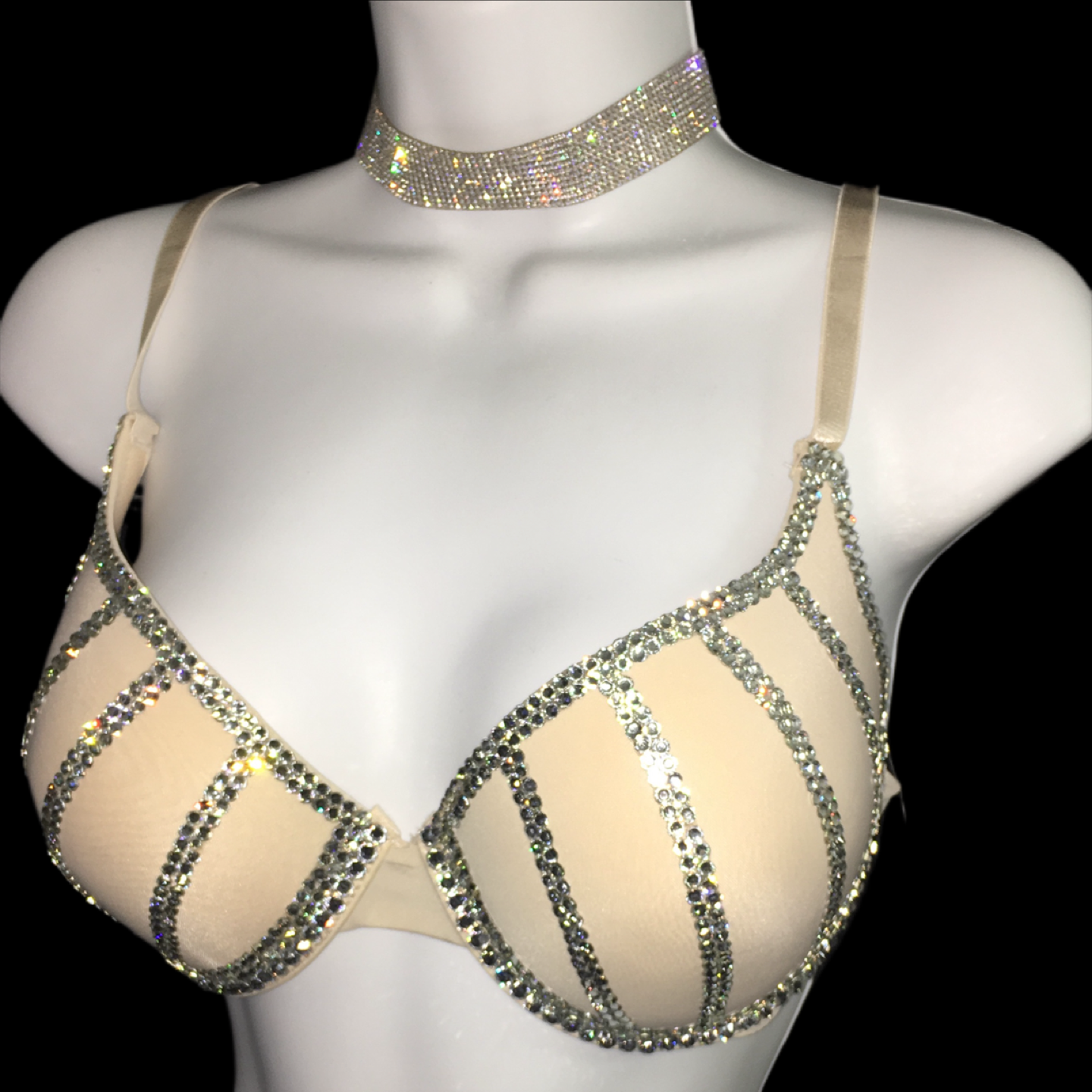 Luxe Diamond Crystal T-Shirt Bra In Nude