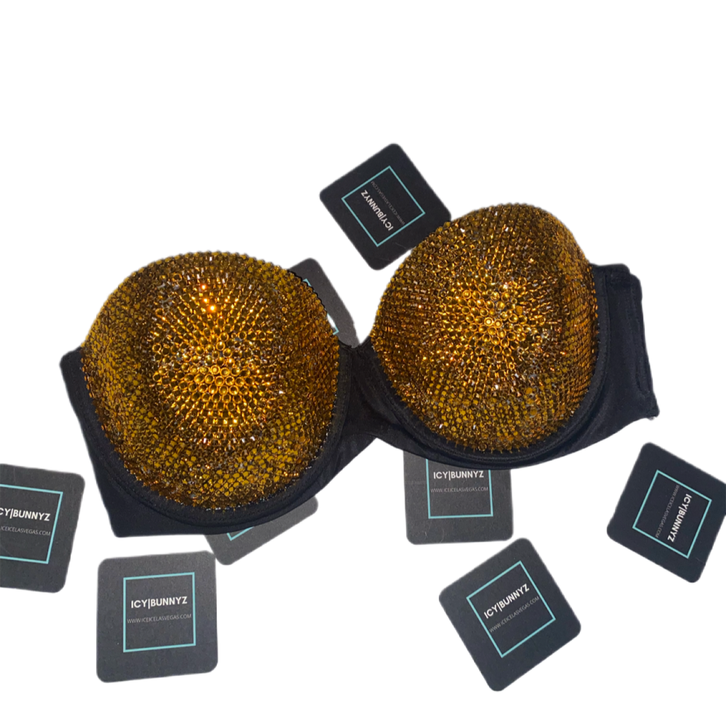 Topaz Gold Colorado Luxe Crystal Strapless Bra In Black