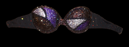 Purple Mix Luxe Crystal Rhinestone Strapless Bra In Black