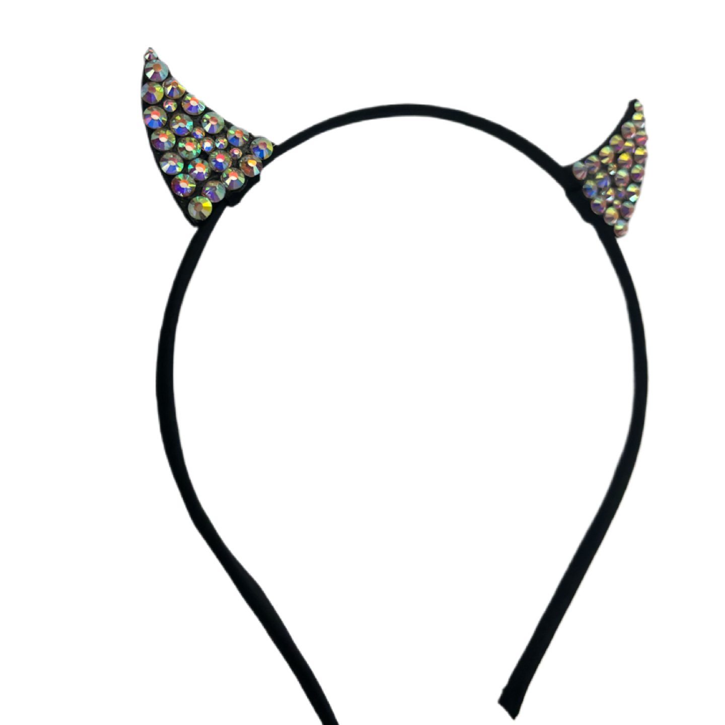 Mini Bling Devil Horn Ears In Crystal AB Iridescent Diamond