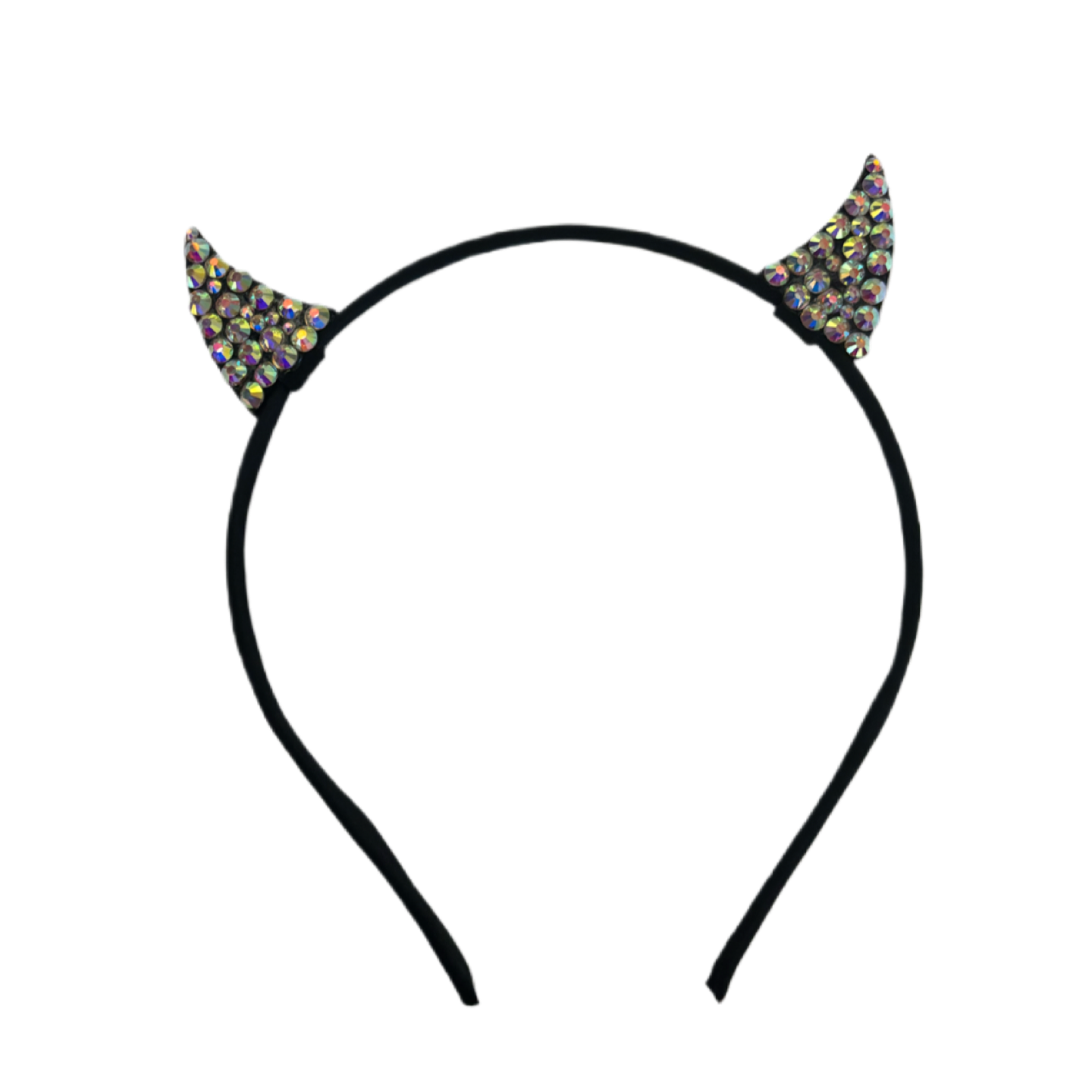 Mini Bling Devil Horn Ears In Crystal AB Iridescent Diamond