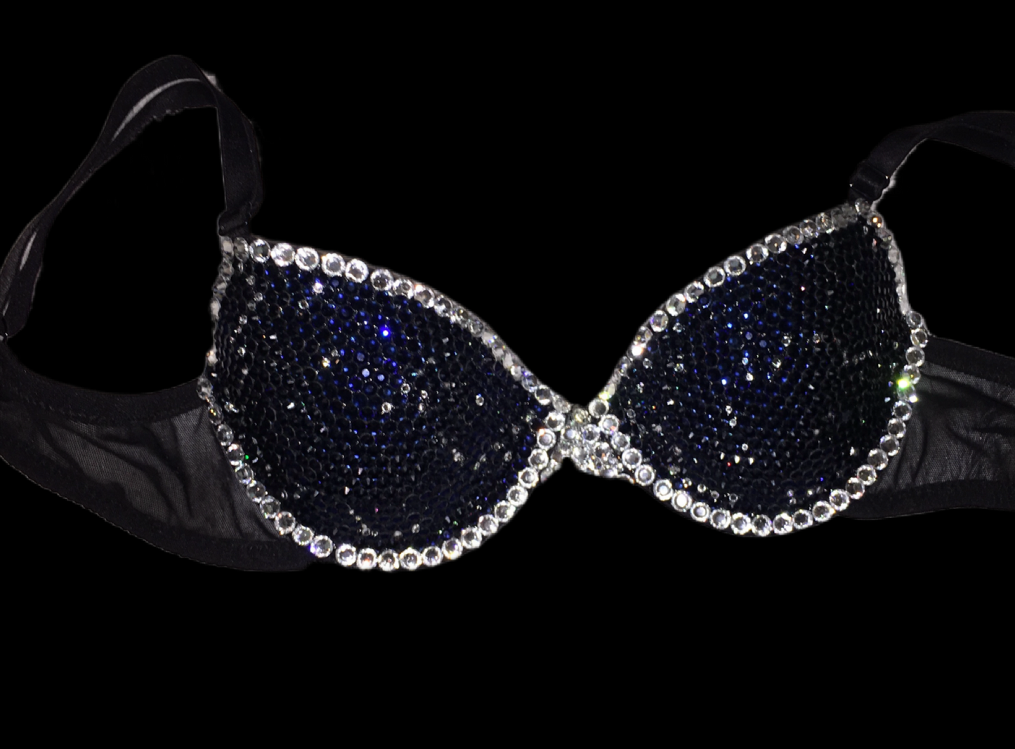 Montana Blue & Rhinestone Crystal Duo T-Shirt Bra In Black