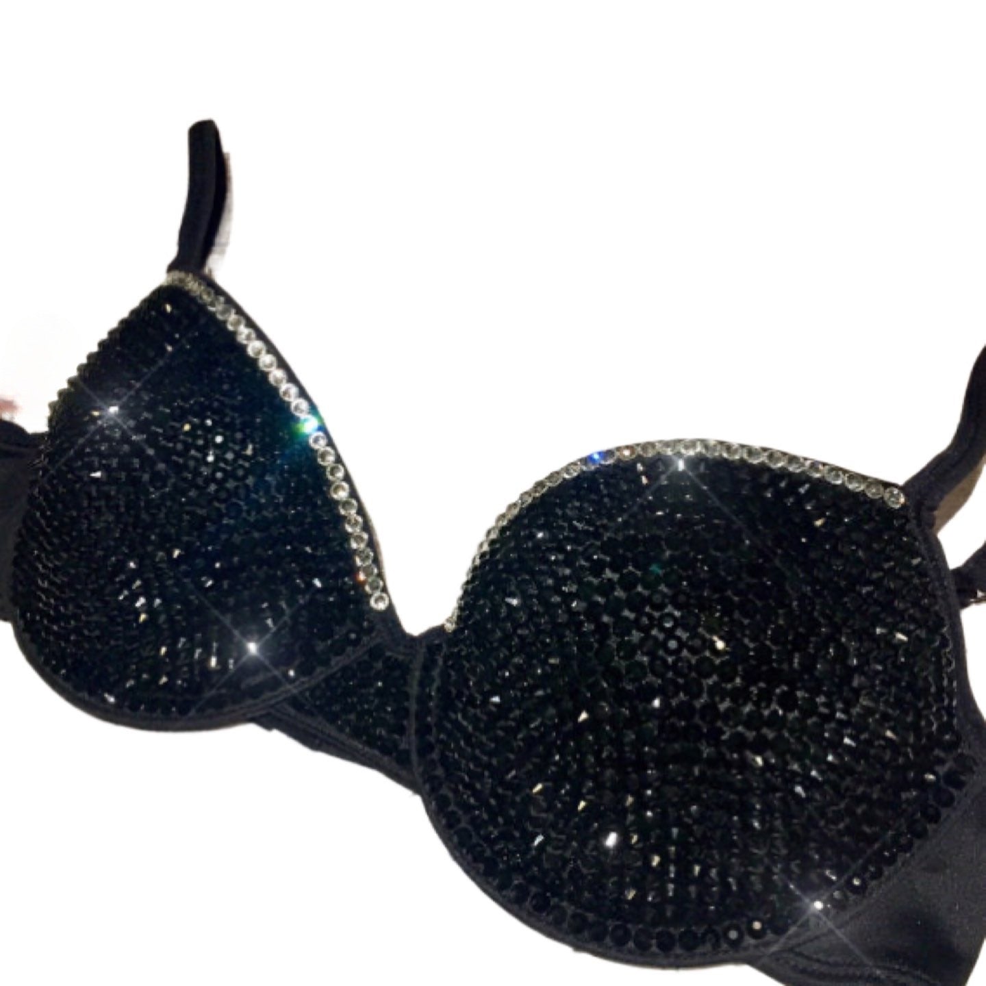 Jet Black & Luxe Crystal T-Shirt Bra In Black