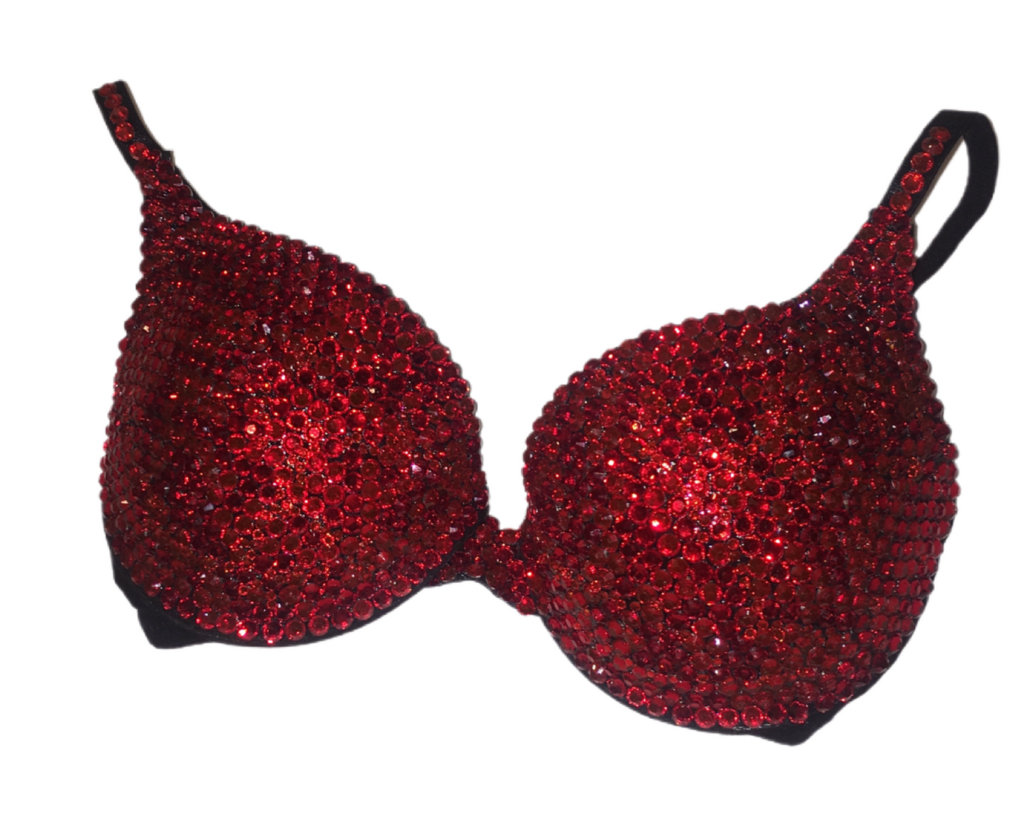 Siam Red Rhinestone Crystal T-Shirt Bra In Black