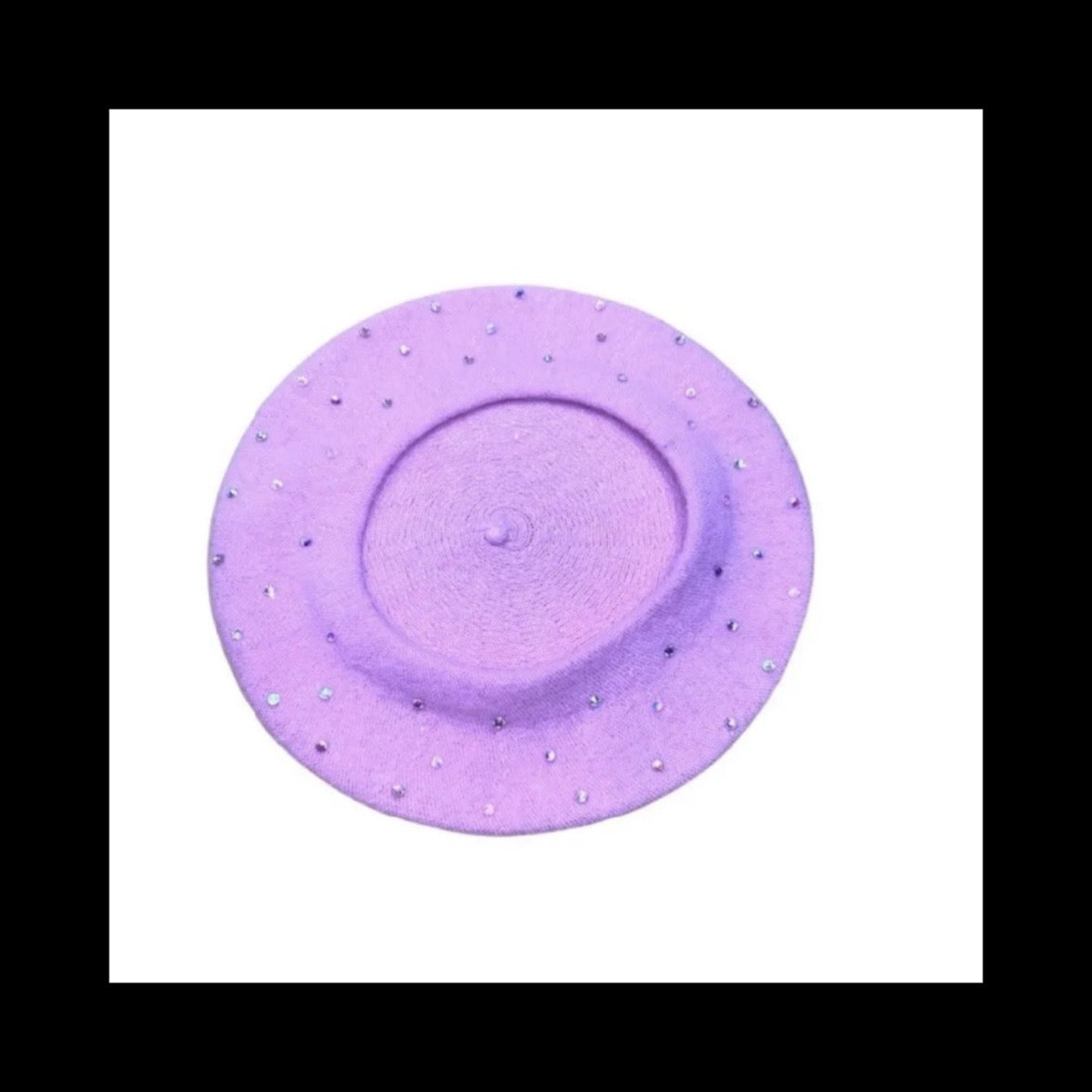 Beret Hat In Baby Pink With Pink Tones & Luxe Crystals