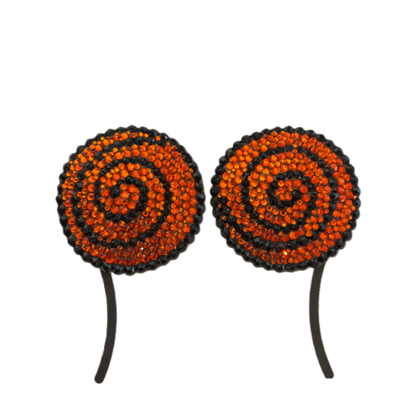 Orange  & Jet Black Swirls Luxe Crystal Pasties