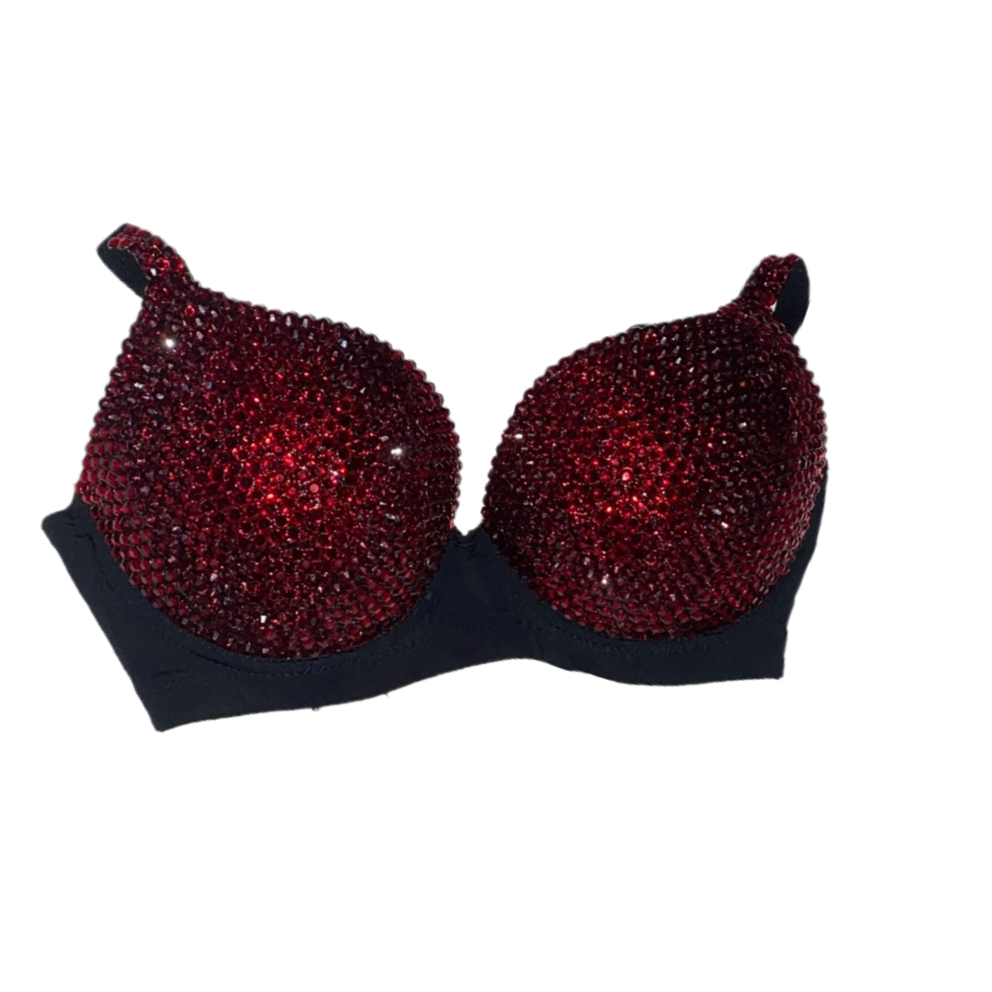 Dark Siam Red Rhinestone Crystal T-Shirt Bra In Black