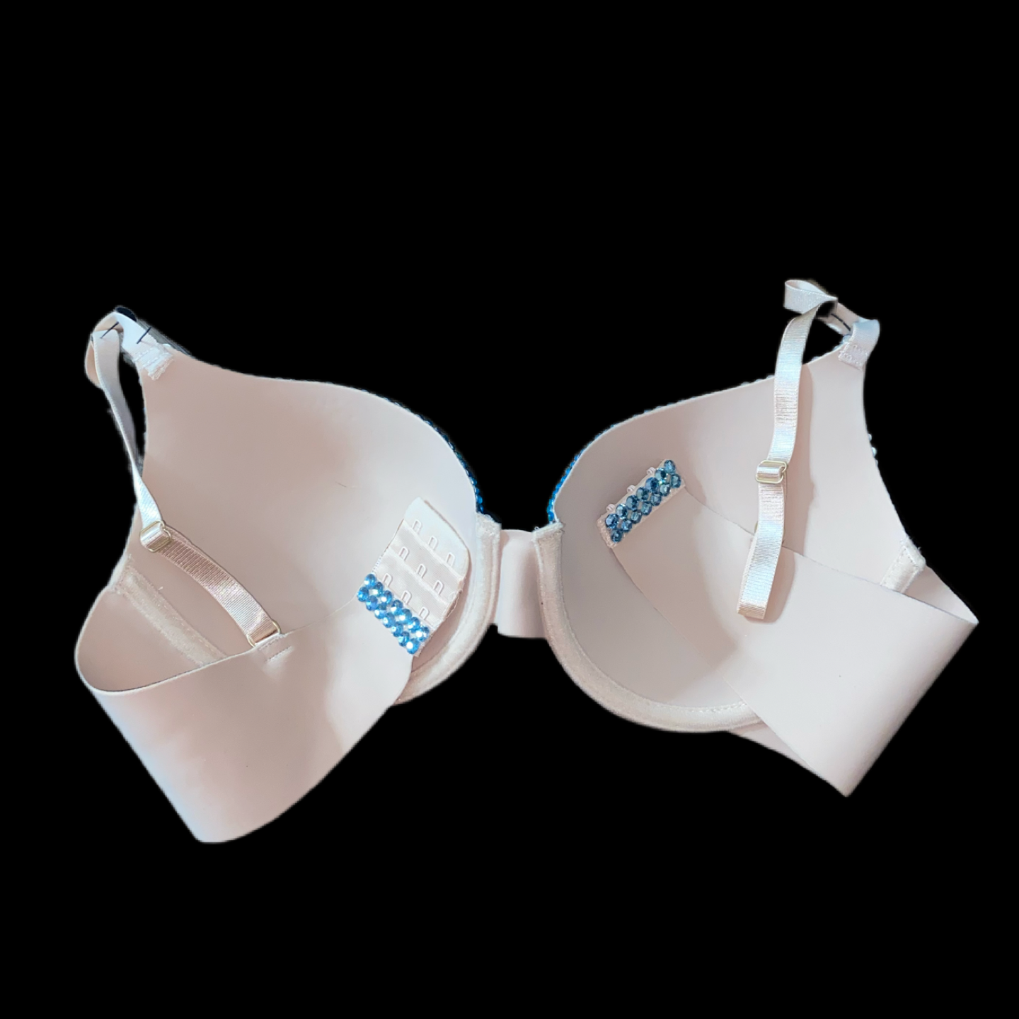 Aquamarine AB Iridescent Blue Luxe Crystal  T-Shirt Bra In Nude