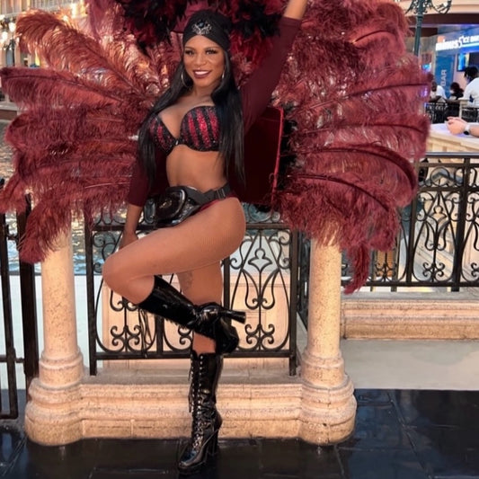 Dark Siam Red & Black Rhinestone Crystal Pin Stripe T-Shirt Bra In Black