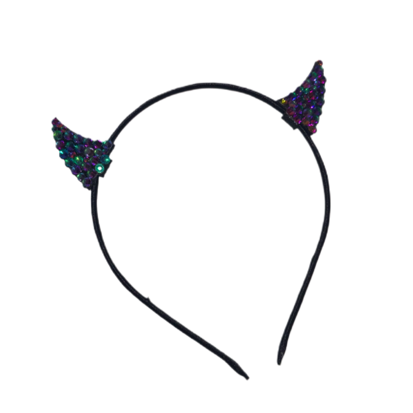 Mini Bling Devil Horn Ears In Green Flame