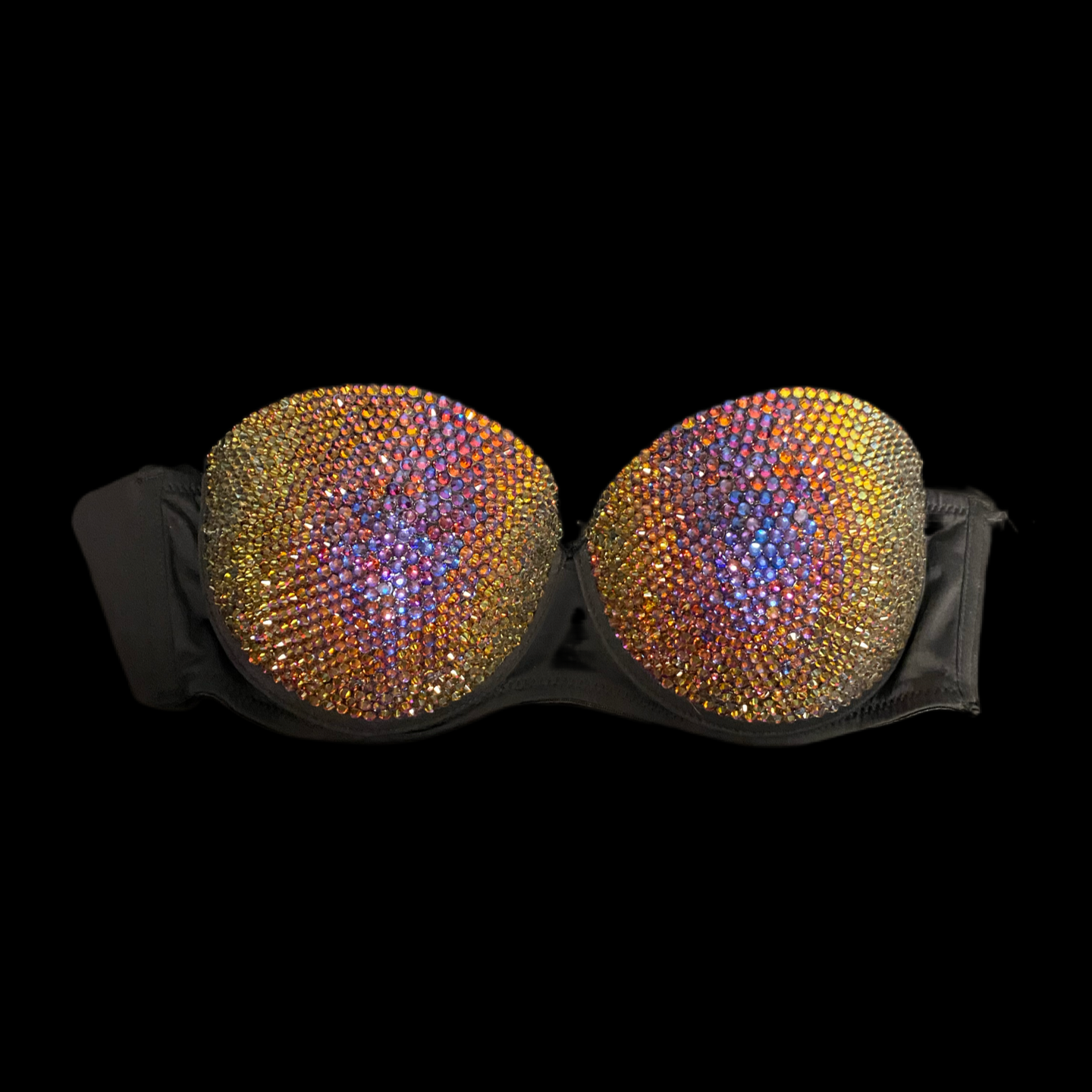 Blue Flame Luxe Crystal Strapless Bra In Black