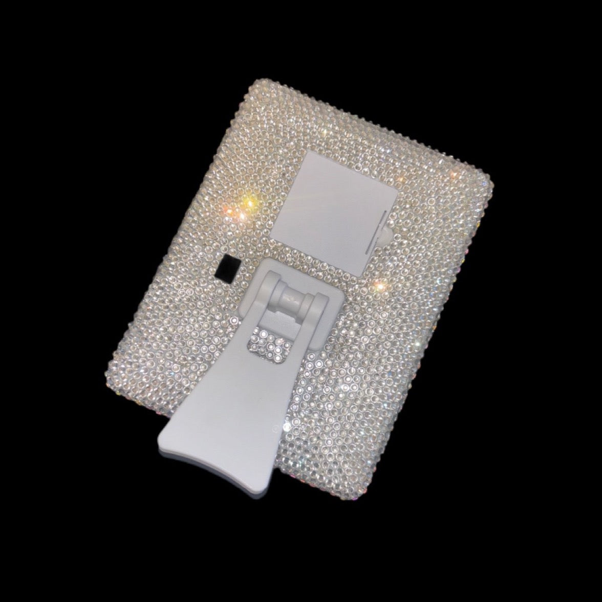White Full Crystal & Crystal AB Iridescent Bling LED Mirror
