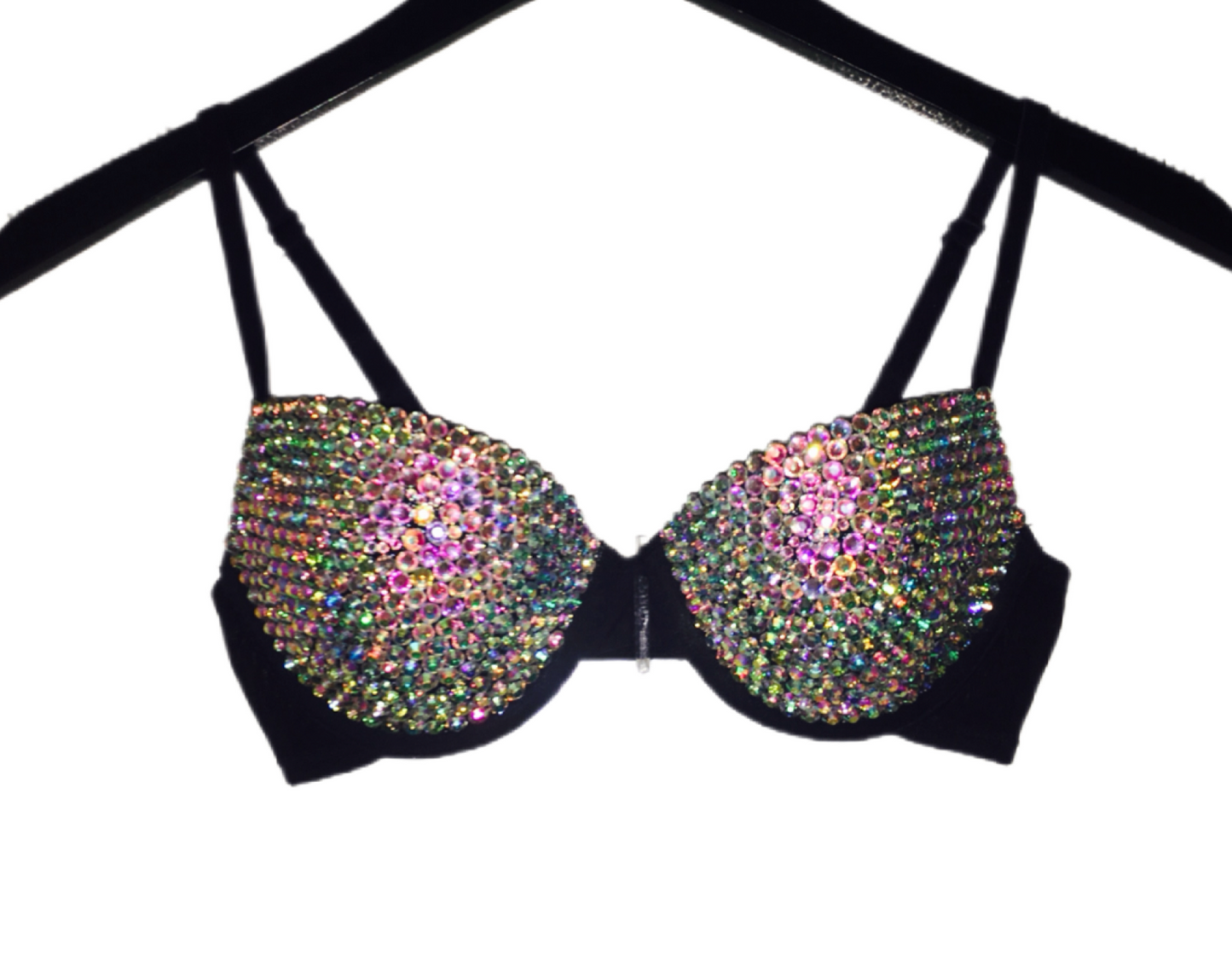 Crystal AB Iridescent T-Shirt Bra In Black
