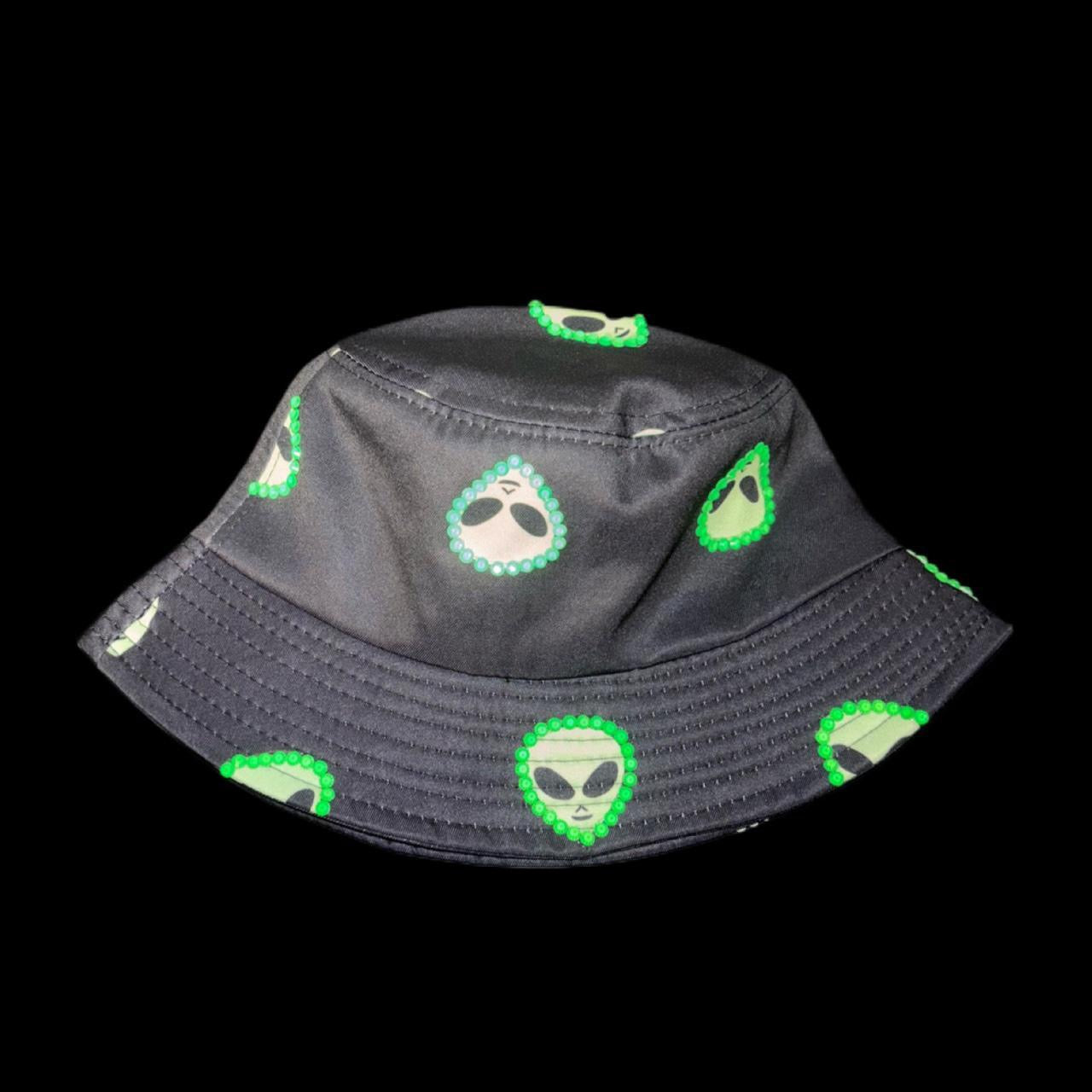 Neon Rhinestones Alien Bucket Hat